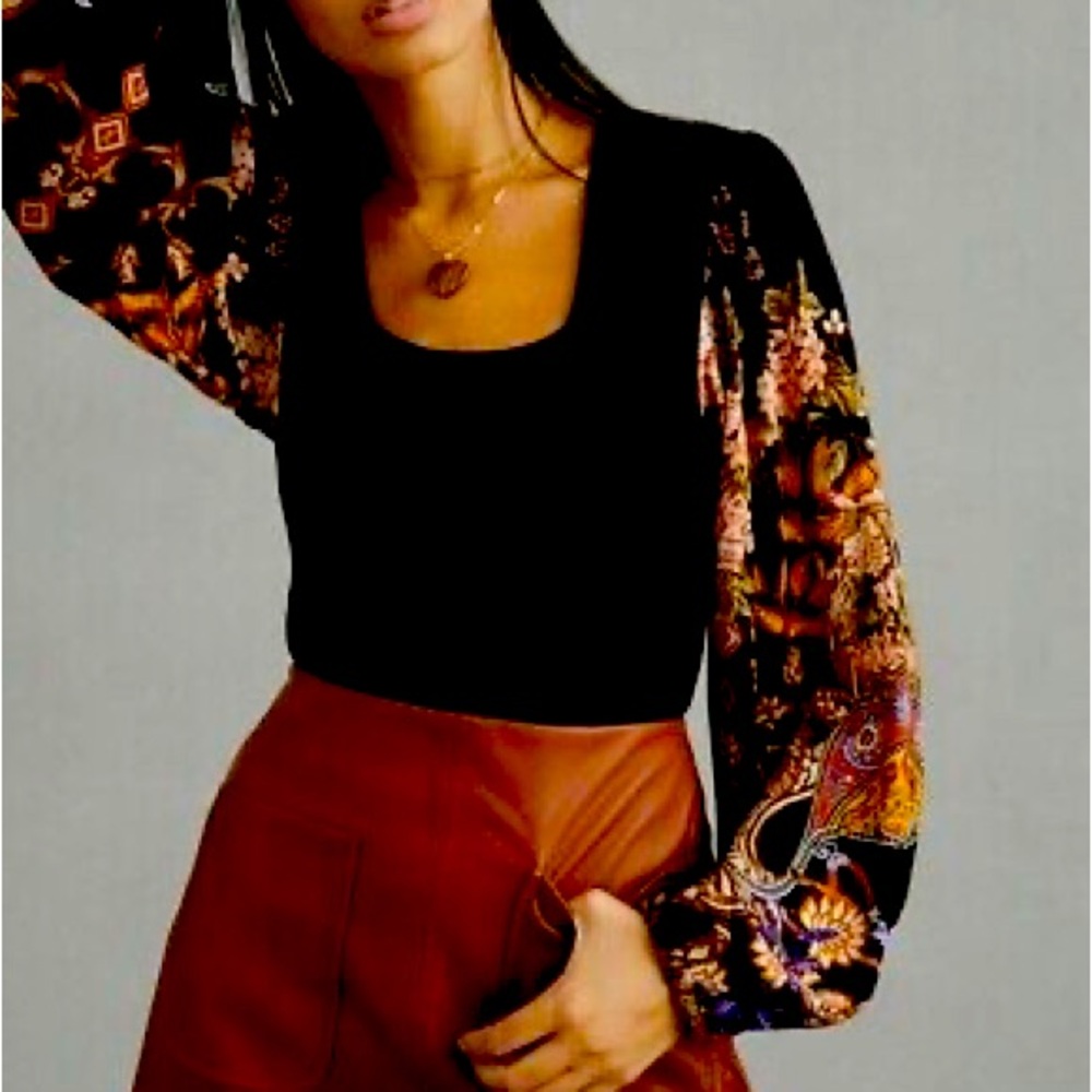 Anthropologie BL^NK London Balloon Sleeve Top